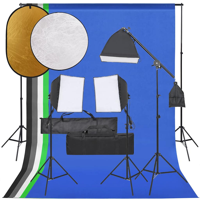 Afbeelding laden in galerijviewer, Vidaxl fotostudioset met verlichtingsset, achtergrond en reflector