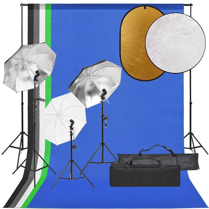 Load image into Gallery viewer, Vidaxl fotostudioset met verlichtingsset, achtergrond en reflector