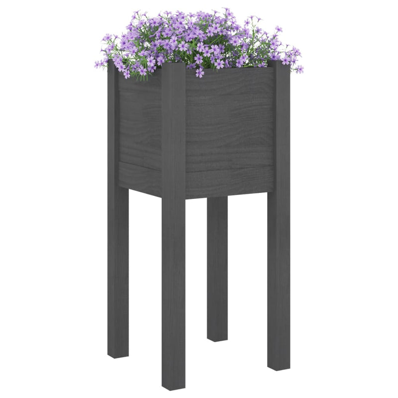 Load image into Gallery viewer, Vidaxl plantenbakken 2 st 31x31x70 cm massief grenenhout grijs