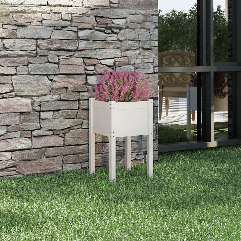 Load image into Gallery viewer, Vidaxl plantenbak 40x40x70 cm massief grenenhout wit