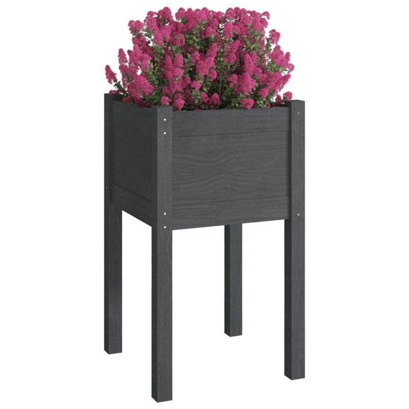 Afbeelding laden in galerijviewer, Vidaxl plantenbak 40x40x70 cm massief grenenhout grijs