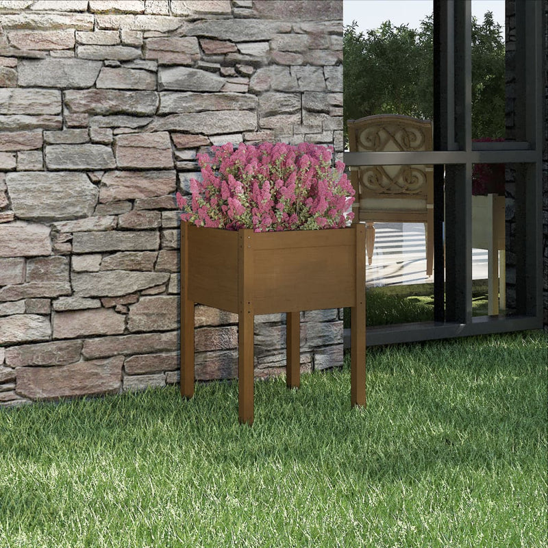 Load image into Gallery viewer, Vidaxl plantenbak 50x50x70 cm massief grenenhout honingbruin