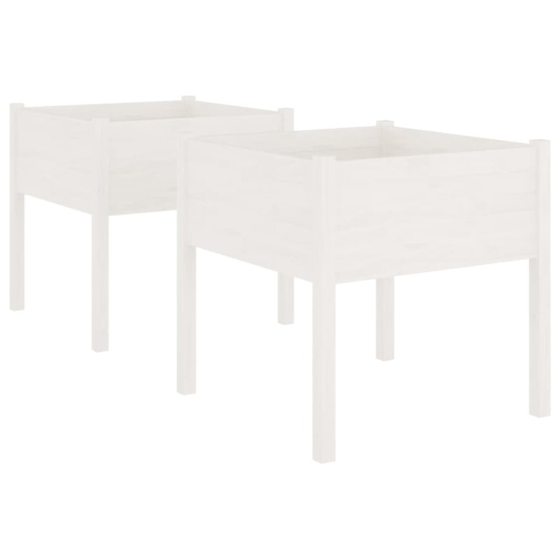 Load image into Gallery viewer, Vidaxl plantenbakken 2 st 70x70x70 cm massief grenenhout wit