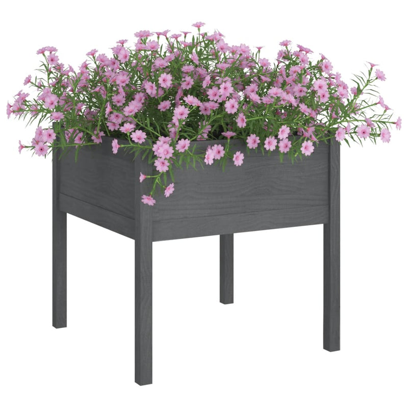 Load image into Gallery viewer, Vidaxl plantenbak 70x70x70 cm massief grenenhout grijs