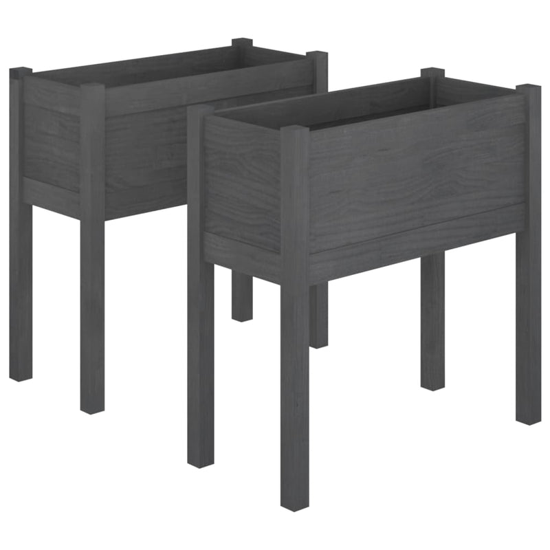Load image into Gallery viewer, Vidaxl plantenbakken 2 st 70x31x70 cm massief grenenhout grijs