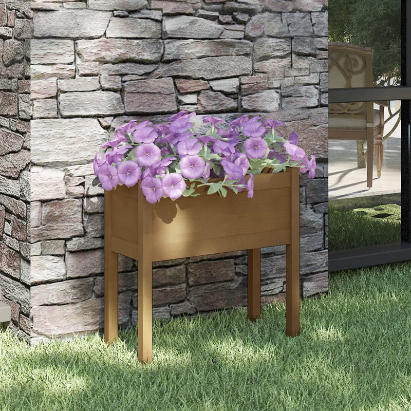 Load image into Gallery viewer, Vidaxl plantenbak 70x31x70 cm massief grenenhout honingbruin