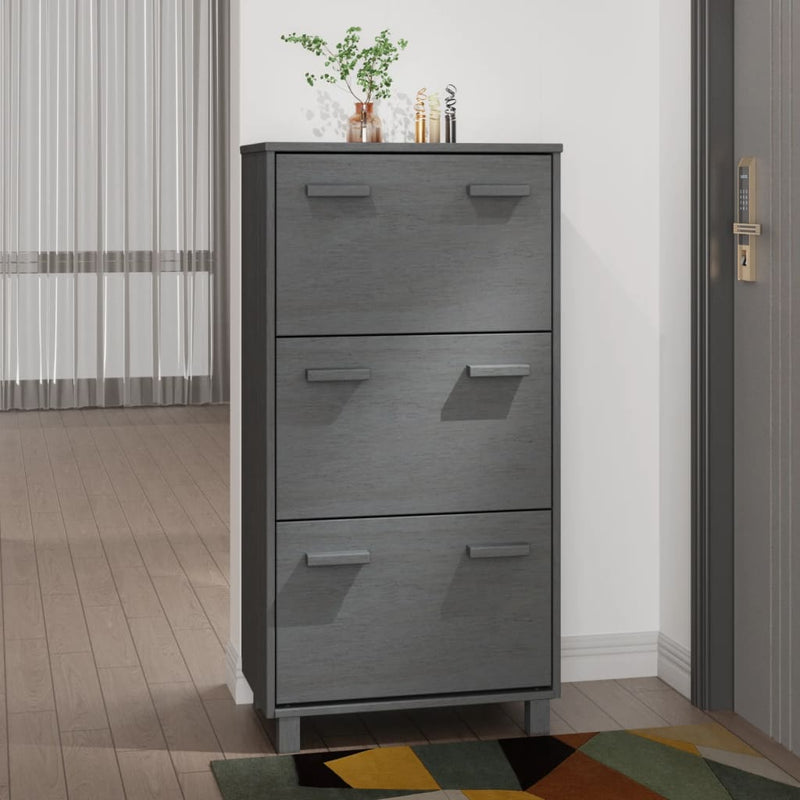 Load image into Gallery viewer, Vidaxl schoenenkast hamar 59,5x35x117 cm grenenhout donkergrijs
