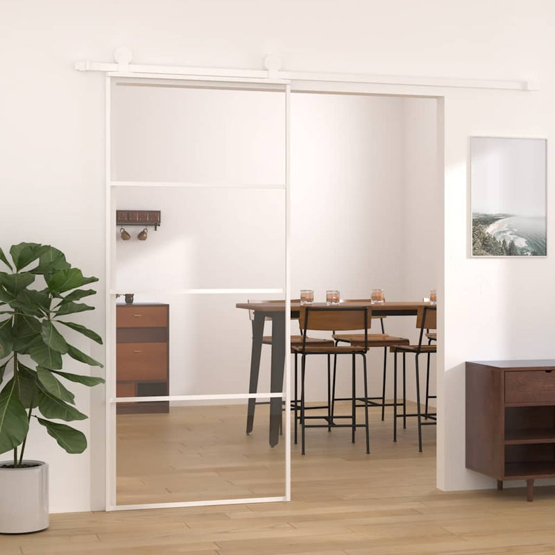 Load image into Gallery viewer, Vidaxl schuifdeur 90x205 cm esg-glas en aluminium wit