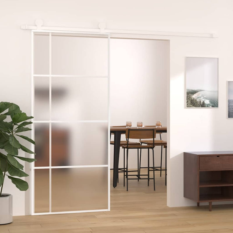 Load image into Gallery viewer, Vidaxl schuifdeur 90x205 cm mat esg-glas en aluminium wit