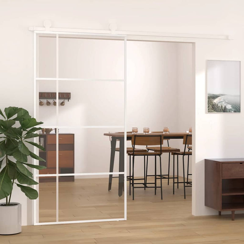 Load image into Gallery viewer, Vidaxl schuifdeur 102,5x205 cm esg-glas en aluminium wit