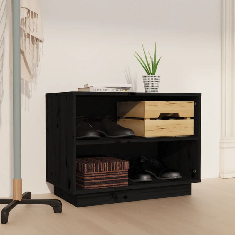 Load image into Gallery viewer, Vidaxl schoenenkast 60x34x45 cm massief grenenhout zwart