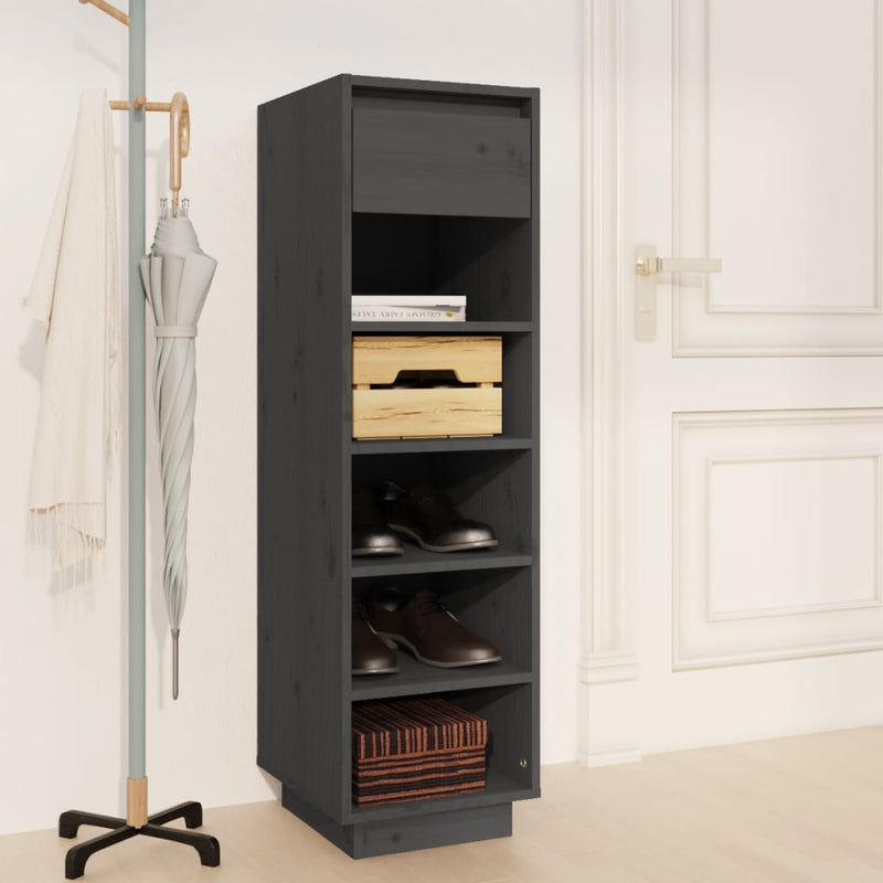 Load image into Gallery viewer, Vidaxl schoenenkast 30x34x105 cm massief grenenhout grijs