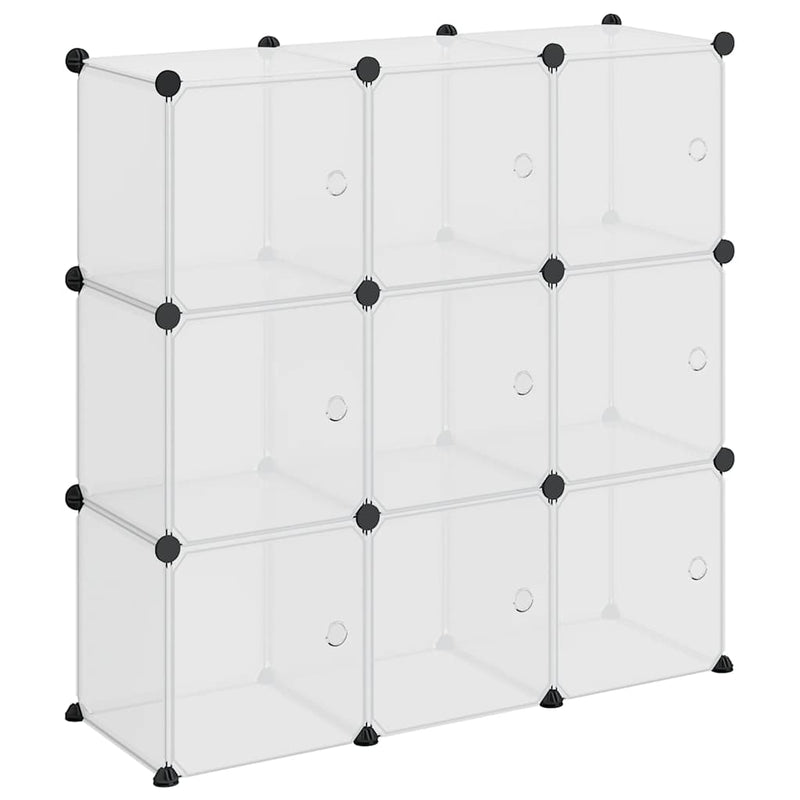 Load image into Gallery viewer, Vidaxl opbergmeubel met 9 vakken en deuren polypropeen transparant