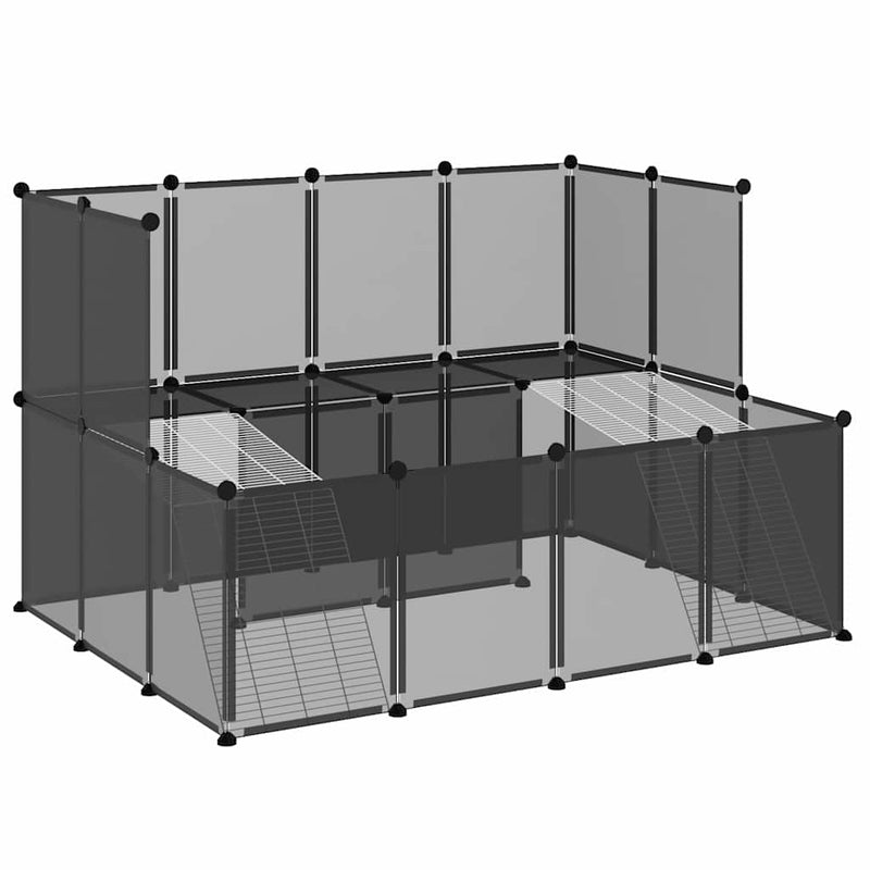 Load image into Gallery viewer, Vidaxl dierenhok klein 143x107x93 polypropeen en staal zwart