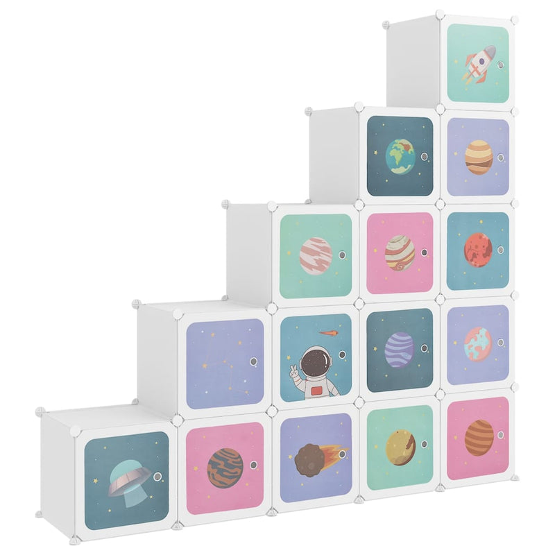 Load image into Gallery viewer, Vidaxl kinderopbergmeubel met 15 vakken polypropeen wit