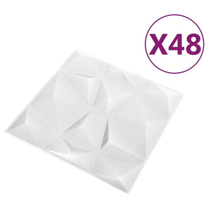 Load image into Gallery viewer, Vidaxl 48 st wandpanelen 3d diamant 12 m² 50x50 cm wit