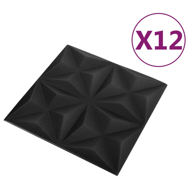 Load image into Gallery viewer, Vidaxl 12 st wandpanelen 3d origami 3 m² 50x50 cm zwart
