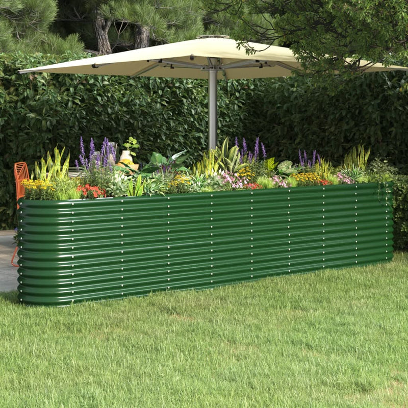 Load image into Gallery viewer, Vidaxl plantenbak 332x40x68 cm gepoedercoat staal groen