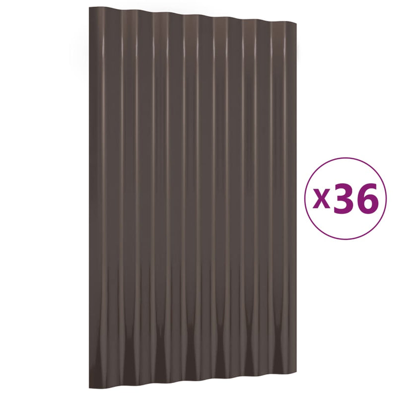 Load image into Gallery viewer, VidaXL Dakpanelen 36 st 60x36 cm gepoedercoat staal bruin