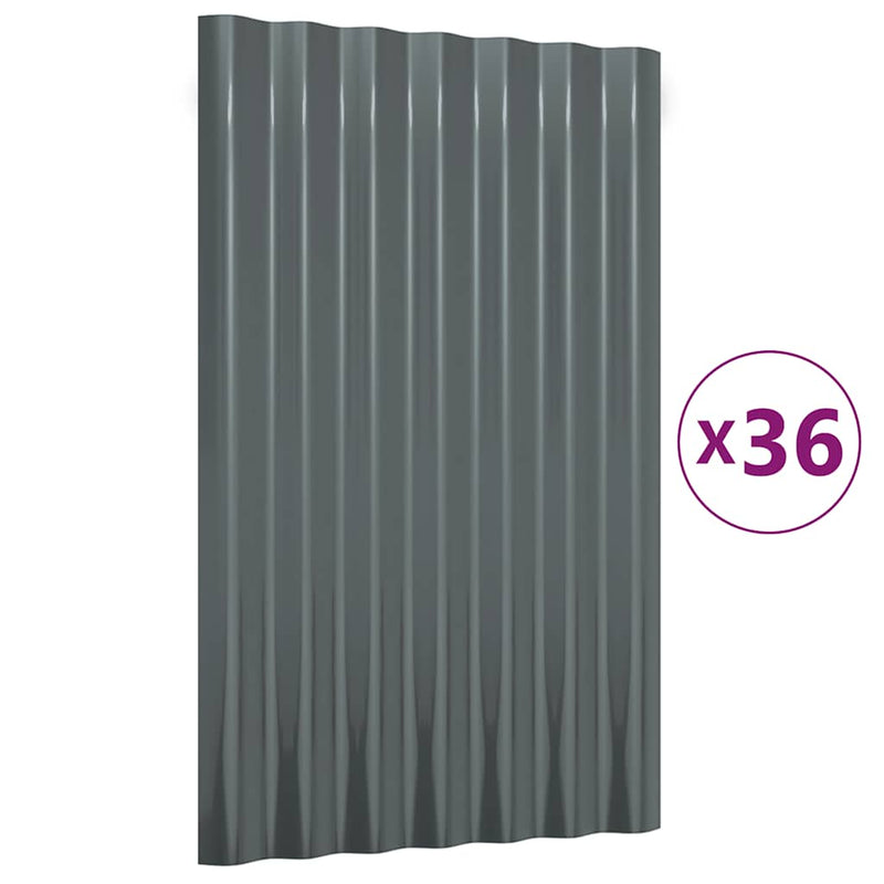 Load image into Gallery viewer, Vidaxl dakpanelen 36 st 60x36 cm gegalvaniseerd staal antracietkleurig