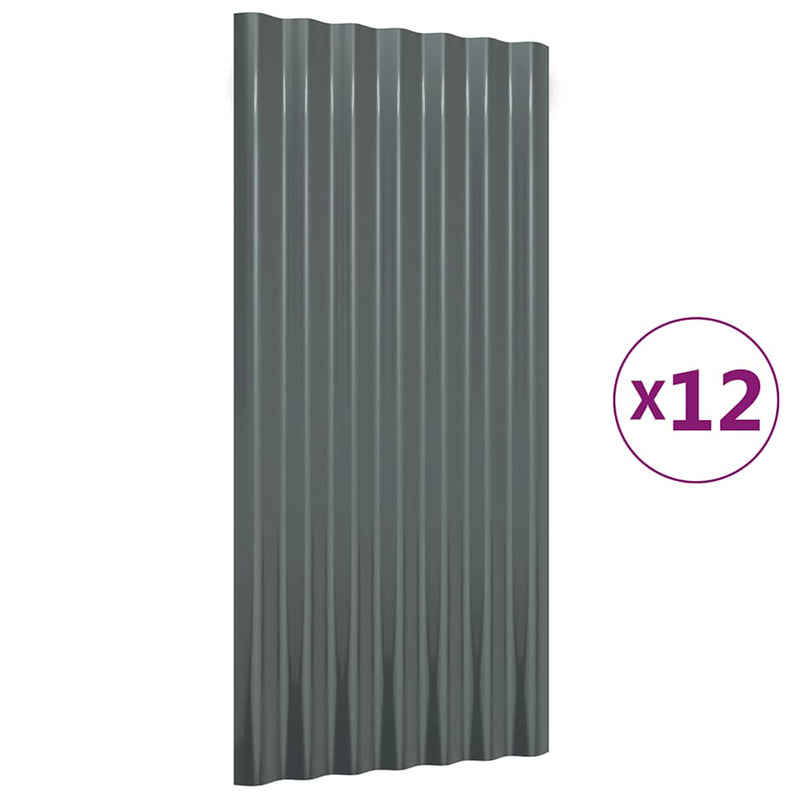 Cargue la imagen en el visor de la galería, Vidaxl dakpanelen 12 st 80x36 cm gegalvaniseerd staal antracietkleurig