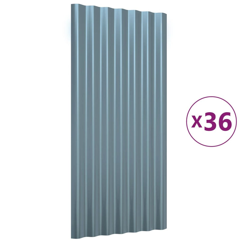 Load image into Gallery viewer, Vidaxl dakpanelen 36 st 80x36 cm gegalvaniseerd staal grijs