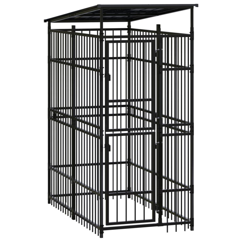 Load image into Gallery viewer, VidaXL Hondenkennel met dak 1,84 m² staal