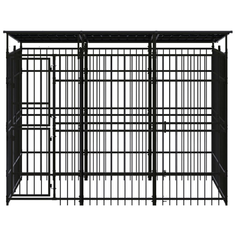 Load image into Gallery viewer, VidaXL Hondenkennel met dak 5,53 m² staal