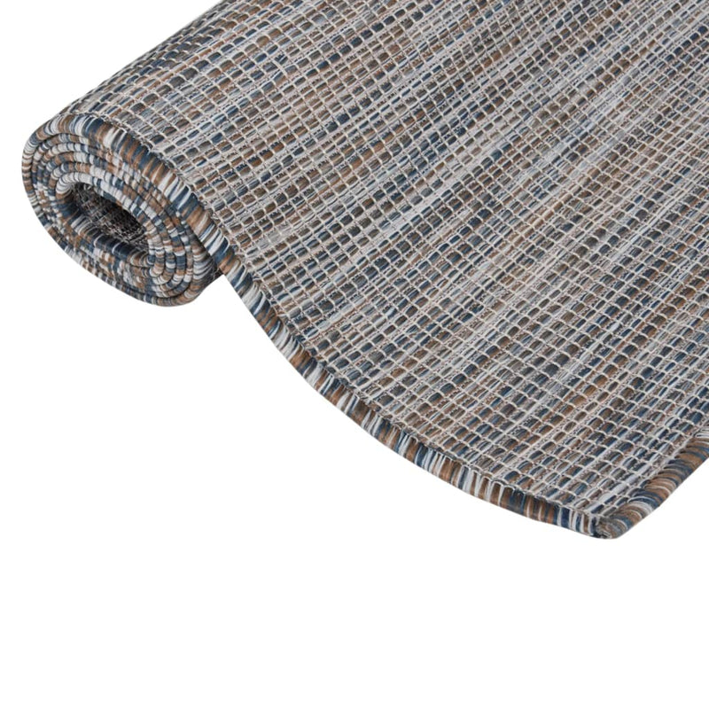 Afbeelding laden in galerijviewer, Vidaxl buitenkleed platgeweven 80x150 cm bruin en blauw