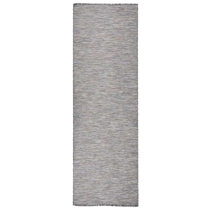 Afbeelding laden in galerijviewer, Vidaxl buitenkleed platgeweven 80x250 cm bruin en blauw