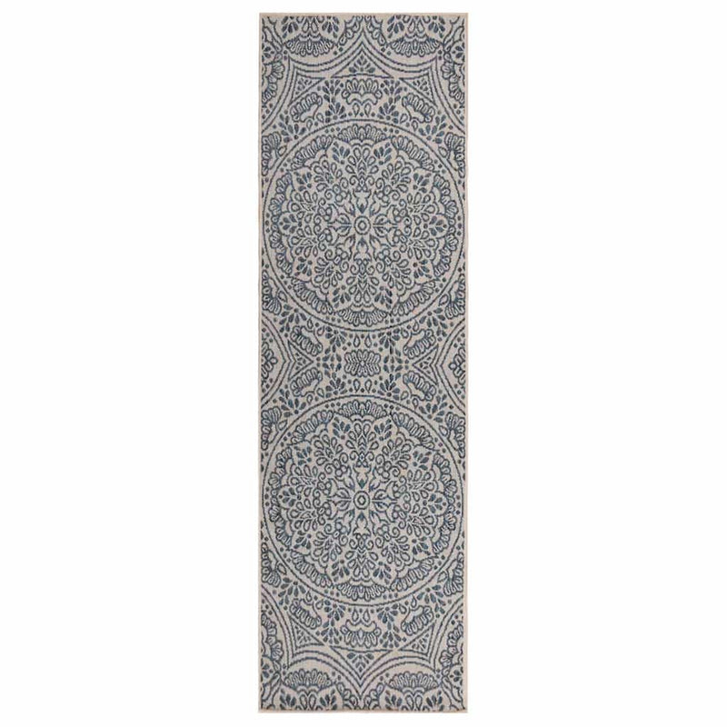 Afbeelding laden in galerijviewer, Vidaxl buitenkleed met patroon platgeweven 80x250 cm blauw