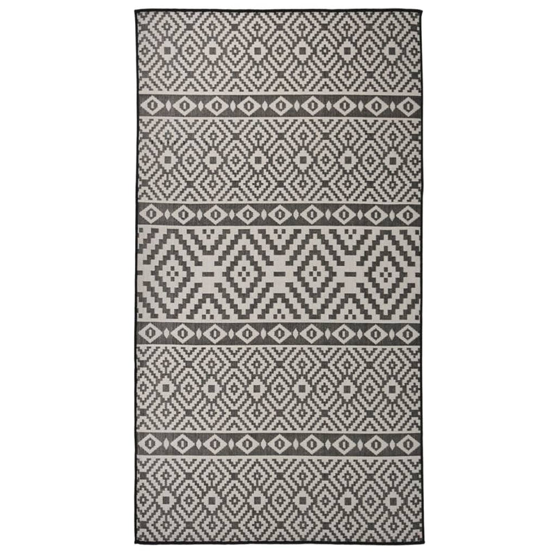Load image into Gallery viewer, Vidaxl buitenkleed met patroon platgeweven 80x150 cm zwart