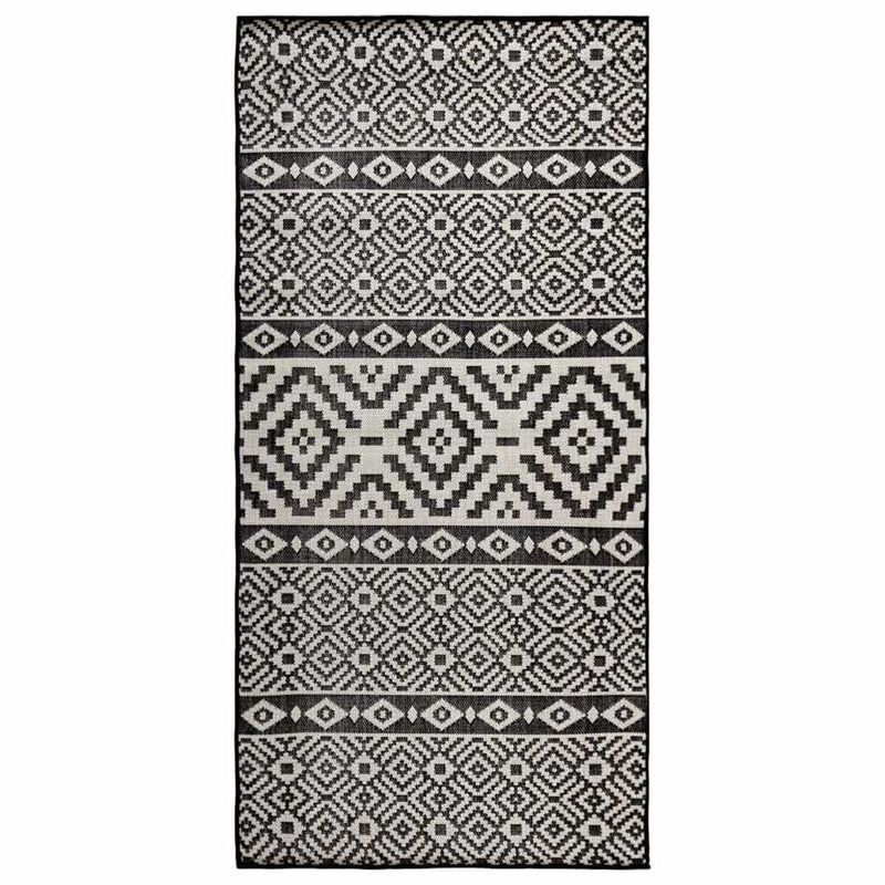 ギャラリービューアに画像をロードする, Vidaxl buitenkleed met patroon platgeweven 100x200 cm zwart