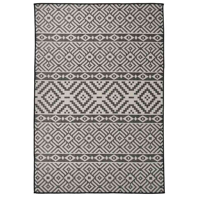 Chargez l'image dans la visionneuse de la galerie, Vidaxl buitenkleed met patroon platgeweven 160x230 cm zwart