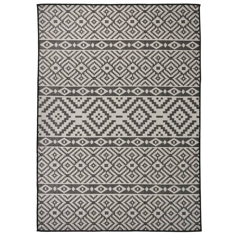 Load image into Gallery viewer, Vidaxl buitenkleed met patroon platgeweven 200x280 cm zwart