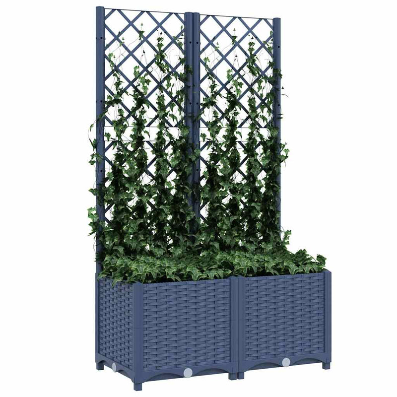 Load image into Gallery viewer, Vidaxl plantenbak met trellis blauwgrijs 80x40x136 cm pp