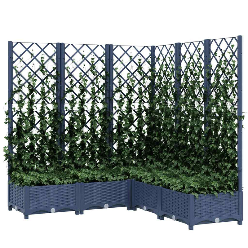 Load image into Gallery viewer, Vidaxl plantenbak met latwerk 120x120x121,5 cm polypropeen blauwgrijs