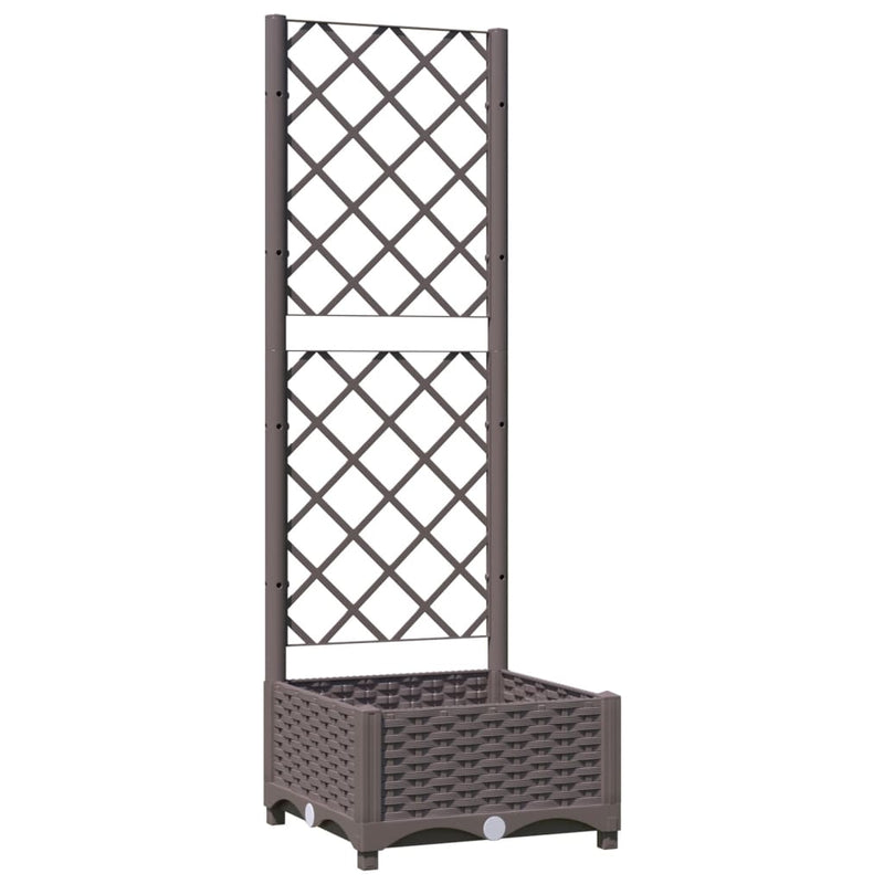 Afbeelding laden in galerijviewer, Vidaxl plantenbak met latwerk 40x40x121,5 cm polypropeen bruin
