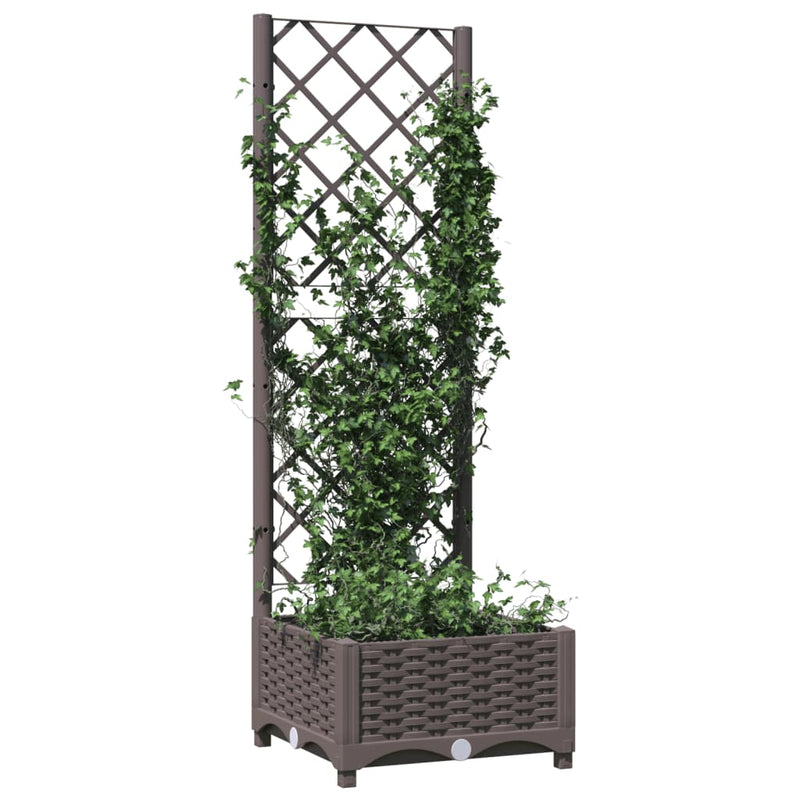 Afbeelding laden in galerijviewer, Vidaxl plantenbak met latwerk 40x40x121,5 cm polypropeen bruin