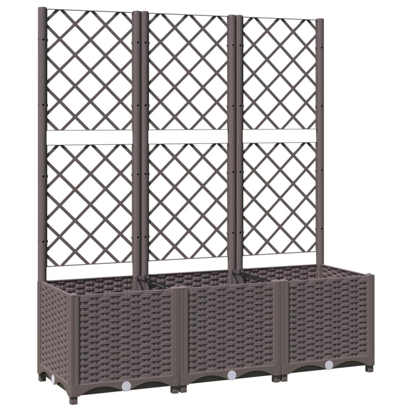 Load image into Gallery viewer, Vidaxl plantenbak met trellis bruin 120x40x136 cm pp