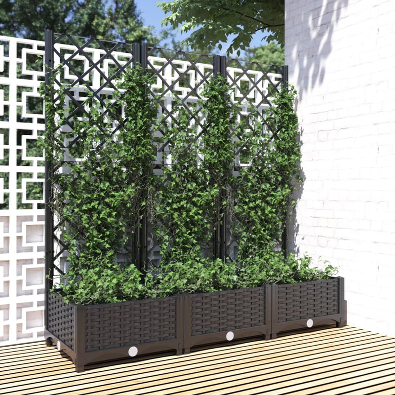 Load image into Gallery viewer, Vidaxl plantenbak met trellis zwart 120x40x121,5 cm pp