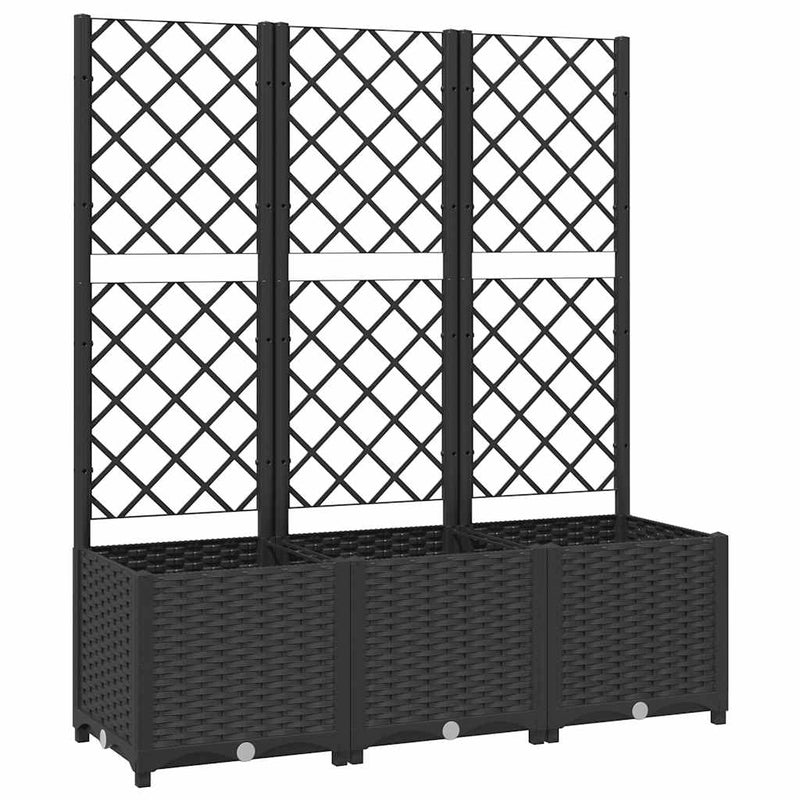 Load image into Gallery viewer, Vidaxl plantenbak met trellis zwart 120x40x136 cm pp