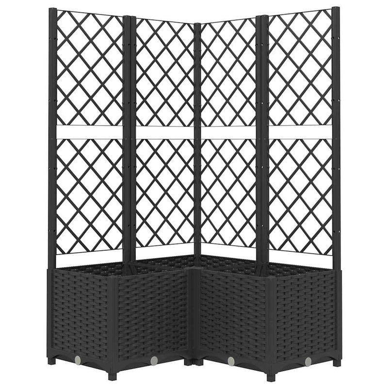 Load image into Gallery viewer, Vidaxl plantenbak met latwerk 80x80x136 cm polypropeen zwart