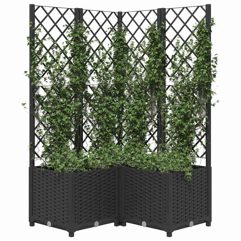 Load image into Gallery viewer, Vidaxl plantenbak met latwerk 80x80x136 cm polypropeen zwart