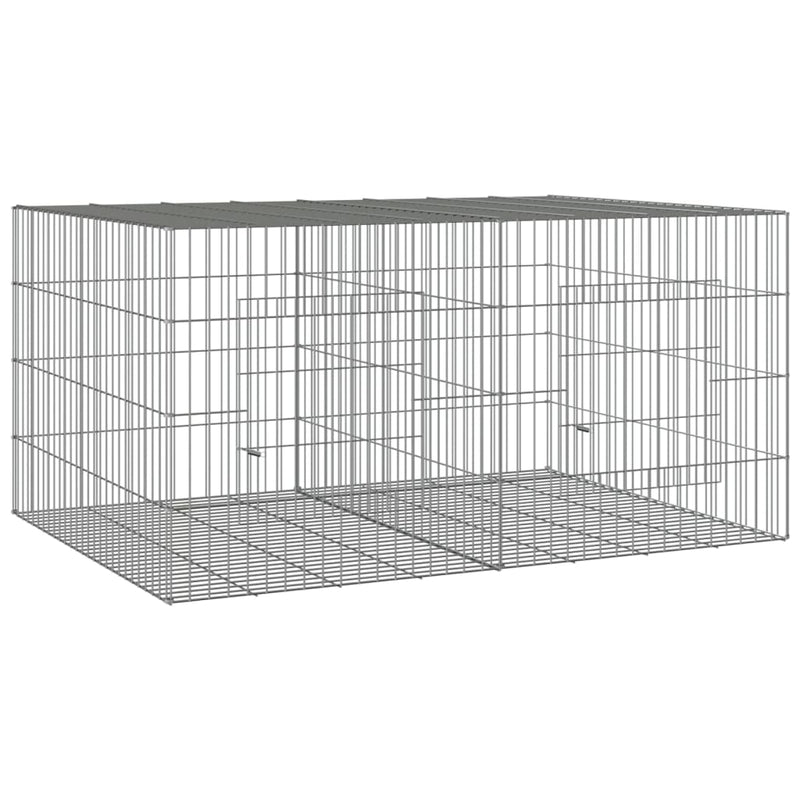 Afbeelding laden in galerijviewer, Vidaxl konijnenkooi met 2 panelen 110x79x54 cm gegalvaniseerd ijzer