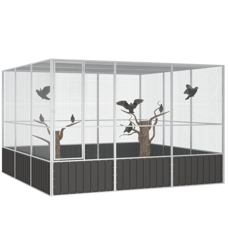 Load image into Gallery viewer, VidaXL Vogelkooi 302,5x324,5x211,5 cm gegalvaniseerd staal antraciet