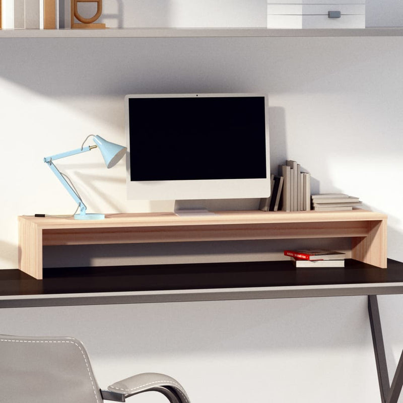Afbeelding laden in galerijviewer, Vidaxl monitorstandaard 100x27x15 cm massief grenenhout