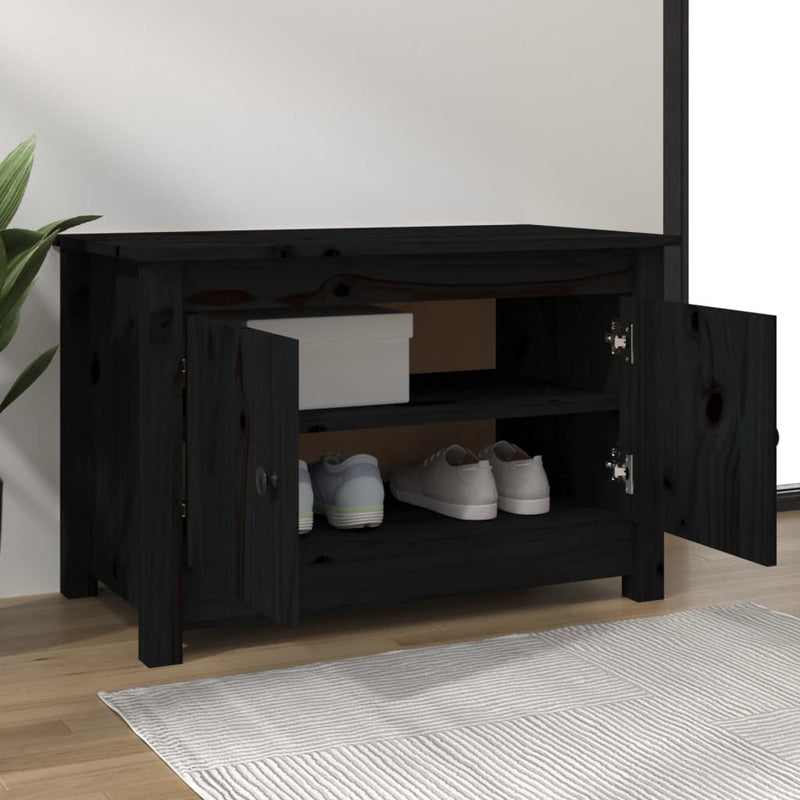 Load image into Gallery viewer, Vidaxl schoenenkast 70x38x45,5 cm massief grenenhout zwart