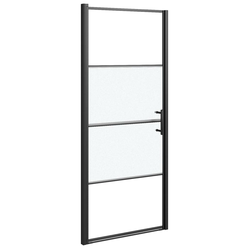 Load image into Gallery viewer, Vidaxl douchedeur halfmat 81x195 cm gehard glas zwart