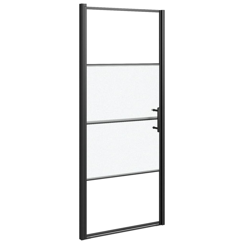 Load image into Gallery viewer, Vidaxl douchedeur halfmat 91x195 cm gehard glas zwart